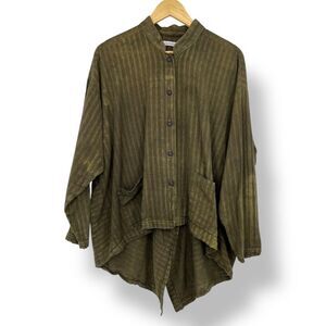 Yasuko Kurisaka Jacket Textured Hand Woven Fiber O/S Lagenlook Tweed